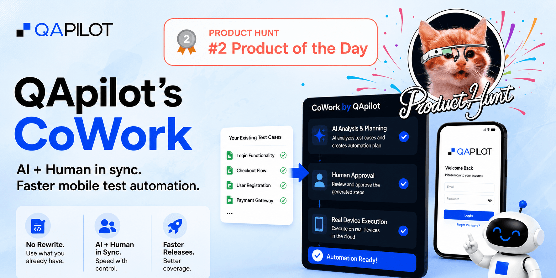 QApilot's CoWork Ranked #2 Product of the Day on Product Hunt - QApilot