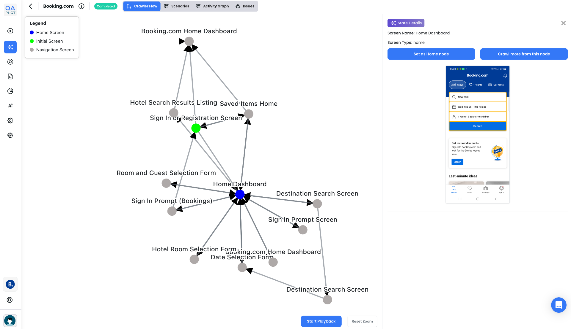 Autonomous Mobile App Test Coverage - QApilot Crawler QApilot autonomous crawler flow discovering mobile app screens and user flows for automated sanity test coverage